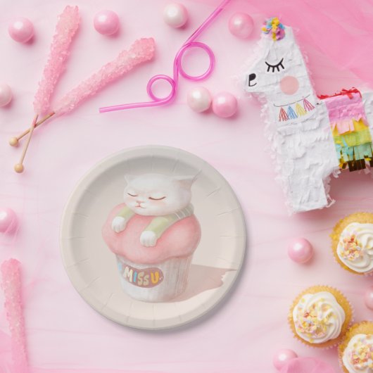 Miss You Cupcake Illustration Pappteller (Party)
