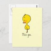 Miss You Duck Card - Handgezeichnete Illustration Postkarte (Vorne/Hinten)