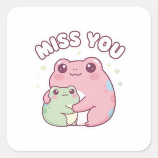 Miss You Frog Sticker Cute Hugging Frogs Romantic  (Vorderseite)