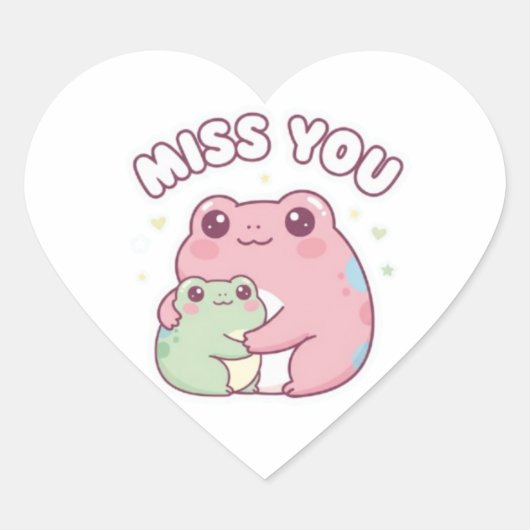 Miss You Frog Sticker Cute Hugging Frogs Romantic  (Vorderseite)