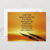 Miss You Gedicht: Fliegen Sie Zuhause zu Ihnen Postkarte (Vorne/Hinten)