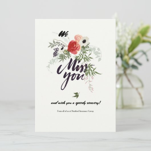 Miss You Get Well Grußkarte (Stehend Vorderseite)