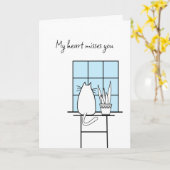 Miss You Gone Apart Alone Cat Grußkarte Karte (Gelbe Blume)