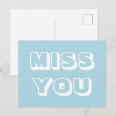 Miss You, hellblau, modern fett Postkarte (Vorne/Hinten)