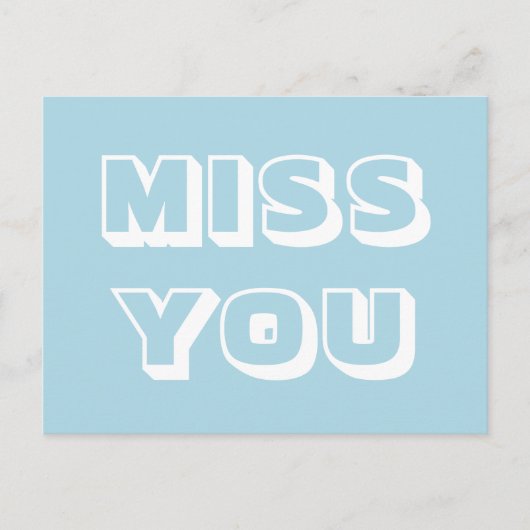 Miss You, hellblau, modern fett Postkarte (Vorderseite)