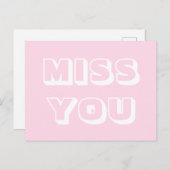 Miss You, hellrosa, modern fett Postkarte (Vorne/Hinten)