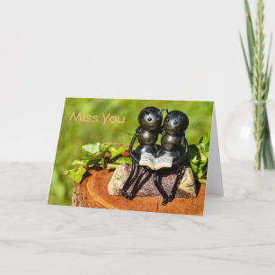 "Miss You"-Karte mit zwei Niedlichen Ameisen, die  Karte