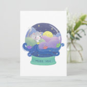 Miss You: Katzen- und Papierboote Einladung (Stehend Vorderseite)