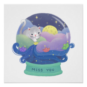 Miss You: Katzen- und Papierboote Poster