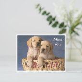 Miss You Labrador Retriever Puppy Post Card Postkarte (Stehend Vorderseite)