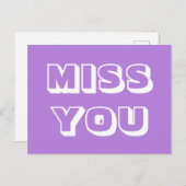 Miss You, Lavendel weiß, modern kühl Postkarte (Vorne/Hinten)