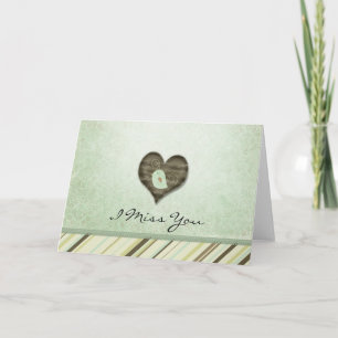 Miss You Mint Green Bird Herz Karte