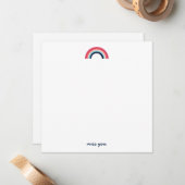 Miss You Modern Rainbow in Blue Mitteilungskarte (Vorderseite/Rückseite Beispiel)