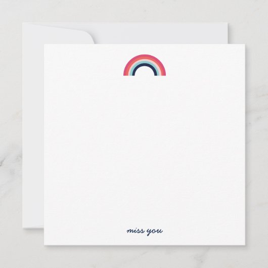 Miss You Modern Rainbow in Blue Mitteilungskarte (Vorderseite)