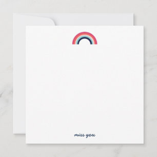 Miss You Modern Rainbow in Blue Mitteilungskarte