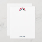 Miss You Modern Rainbow in Blue Note Card Dankeskarte (Vorne/Hinten)