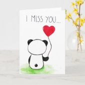 Miss You Panda Karte (Gelbe Blume)