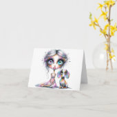 Miss You Pastel Dackel Card Karte (Gelbe Blume)