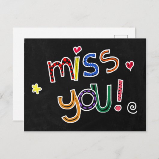 Miss You Postcard - vermisst Postkarte (Vorne/Hinten)