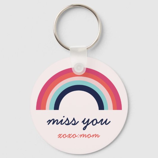 Miss You Rainbow in Blue and Pink Personalized Schlüsselanhänger (Vorderseite)