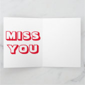 Miss You, rot-weiß, modern fett Karte (Innenseite)