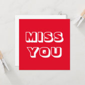 Miss You, rot-weiß, modern fett Karte (Vorderseite/Rückseite Beispiel)