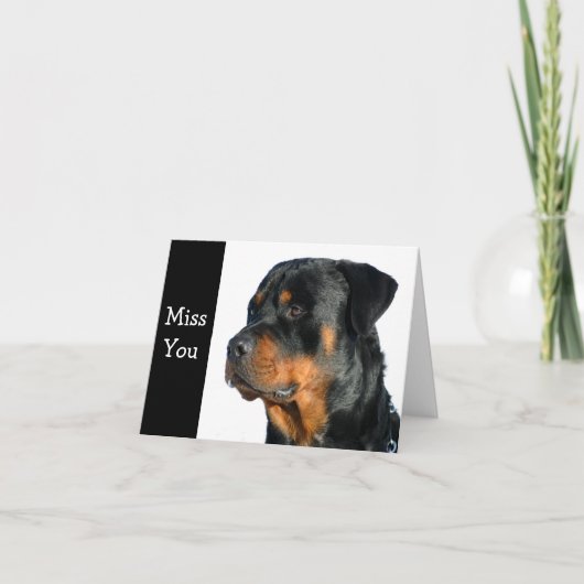 Miss You Rottweiler Hund Grußkarte - Verse Karte (Vorderseite)
