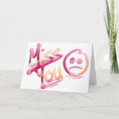 Miss You Sad Face Watercolor Card Karte (Vorderseite)