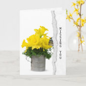 Miss You schmetterfly on daffodig Karte (Gelbe Blume)
