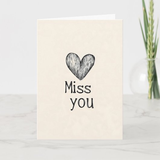 Miss You Simple Heart Feiertagskarte (Vorderseite)