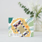 Miss You Sloth Vacation Beach Pool Postkarte (Stehend Vorderseite)