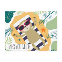 Miss You Sloth Vacation Beach Pool