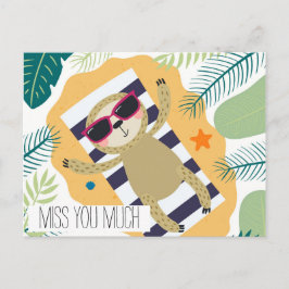 Miss You Sloth Vacation Beach Pool Postkarte