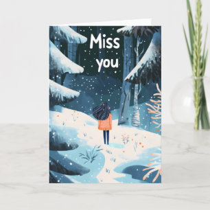 Miss You Winter Landschaft Feiertagskarte