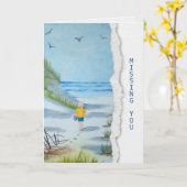 Miss Your child on Beach Aquarellbilder Karte (Gelbe Blume)