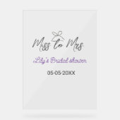 Miss zu Brautparty Name Datum Jahr vor Acrylschild (Vorderseite)