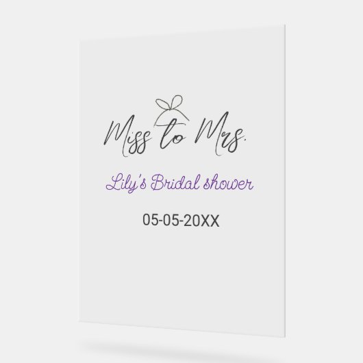 Miss zu Brautparty Name Datum Jahr vor Acrylschild (Winkel)