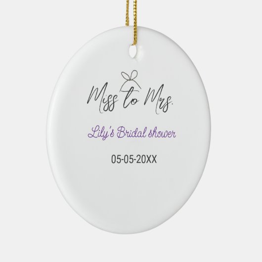 Miss zu Brautparty Name Datum Jahr vor Keramik Ornament (Rechts)