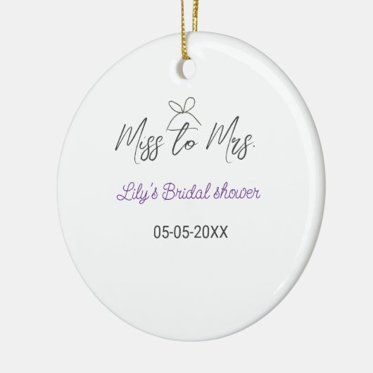 Miss zu Brautparty Name Datum Jahr vor Keramik Ornament (Links)