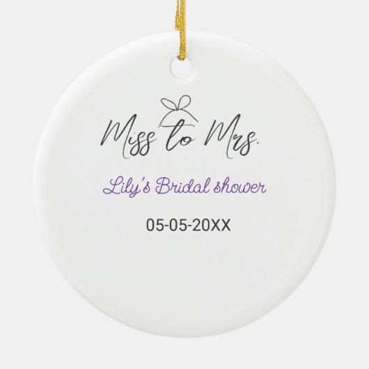 Miss zu Brautparty Name Datum Jahr vor Keramik Ornament (Hinten)