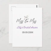 Miss zu Brautparty Name Datum Jahr vor Postkarte (Vorne/Hinten)