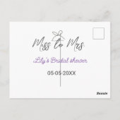 Miss zu Brautparty Name Datum Jahr vor Postkarte (Rückseite)