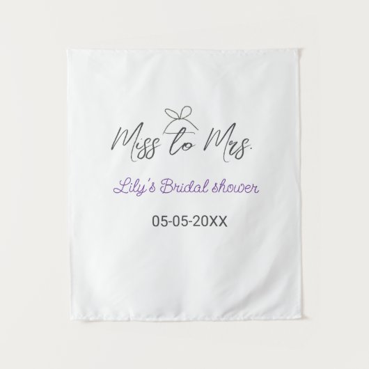 Miss zu Brautparty Name Datum Jahr vor Wandteppich (Vorderseite)