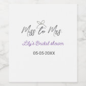 Miss zu Brautparty Name Datum Jahr vor Weinetikett (Einzelnes Label)