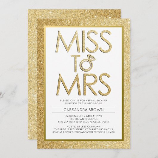 Miss zu Frau - Bridal Shower Einladung (Vorne/Hinten)