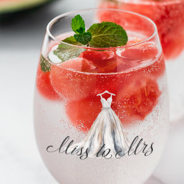 Miss zu Frau Watercolor Wedding Day Dress Weinglas Ohne Stiel