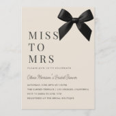 Miss zu Mrs Black Bow QR Code Brautparty Einladung (Vorderseite)