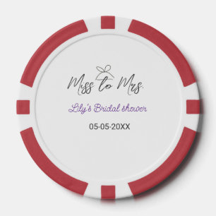 Miss zu Mrs Brautparty Name Datum Jahr Schleife Pokerchips