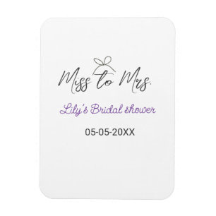 Miss zu Mrs Brautparty Namen Datum Jahr Bogen Magnet