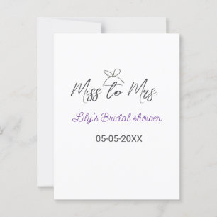 Miss zu Mrs Brautparty Namen Datum Jahr Bogen Postkarte
